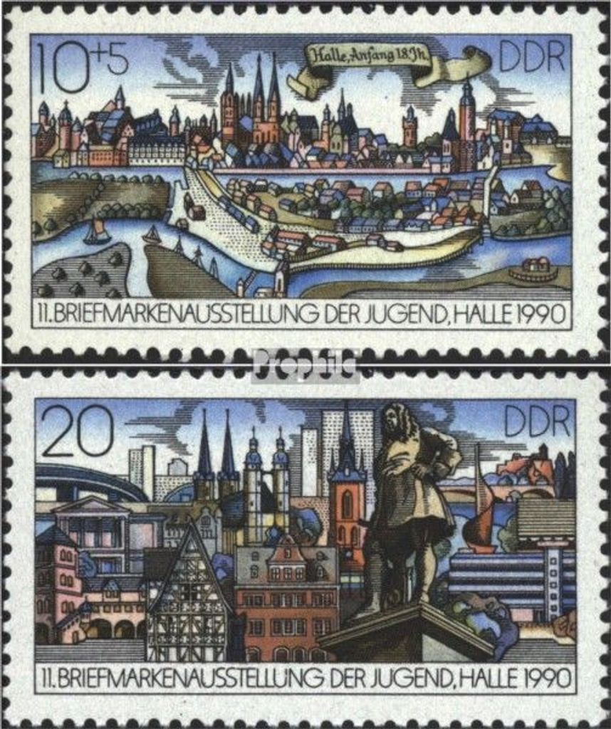 Briefmarken DDR 1990 Mi 3338-3339 (kompl.Ausg.) postfrisch Briefmarkenausstellung der Jugend