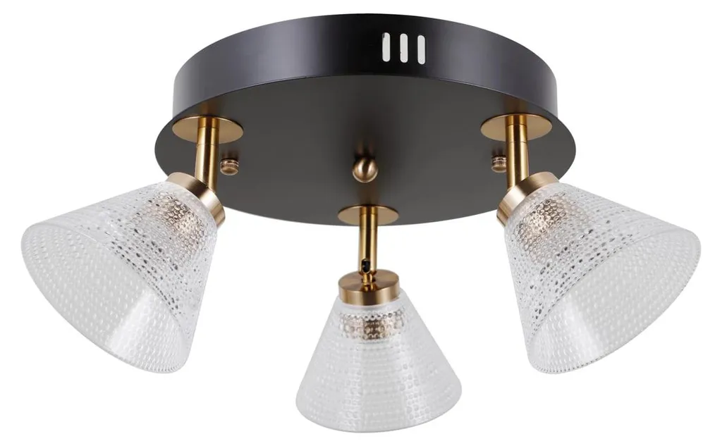 Spot 12W LED ORELLA WL-34393-3R-BK-HBR Italux - Luminaire Noir et Laiton