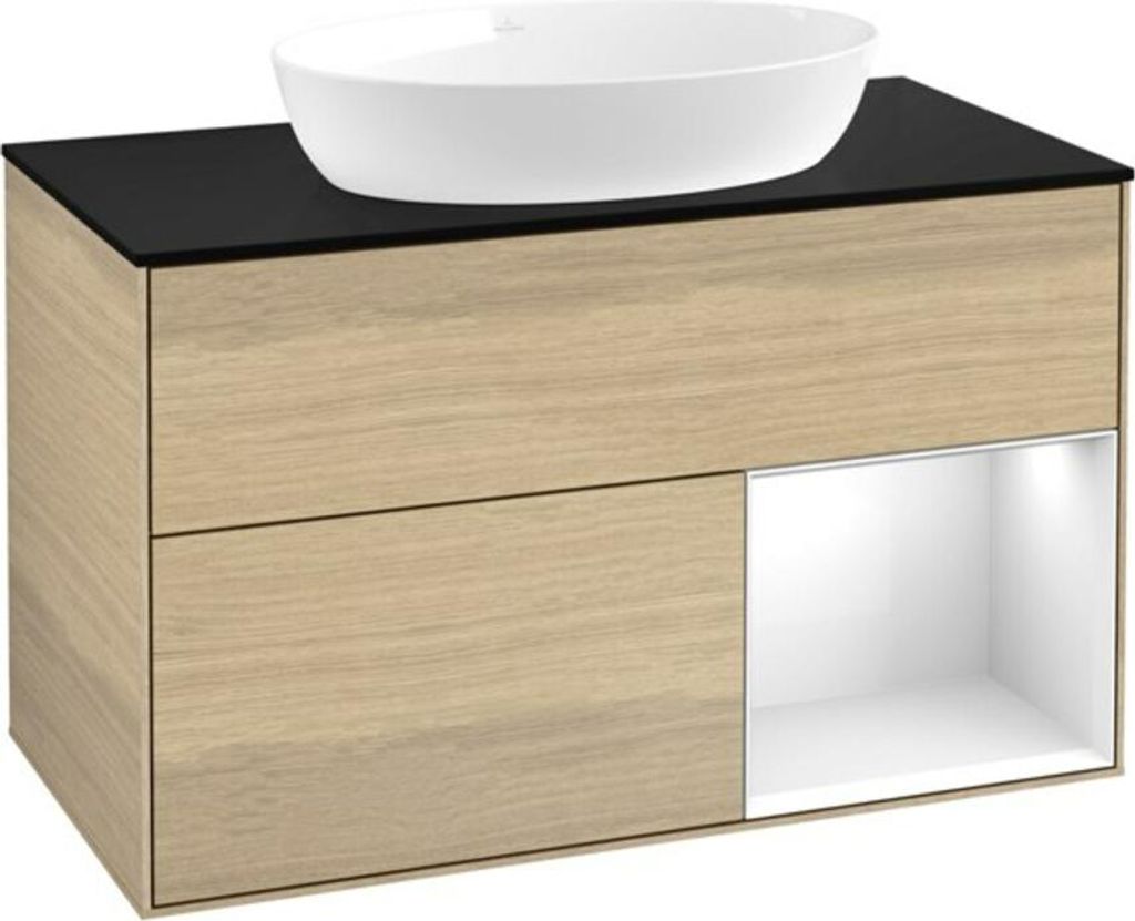 V&B Waschtischunterschrank Wandbeleuchtung Finion 100, Pl bla m, Reg glo wh. Lac, Oa ven