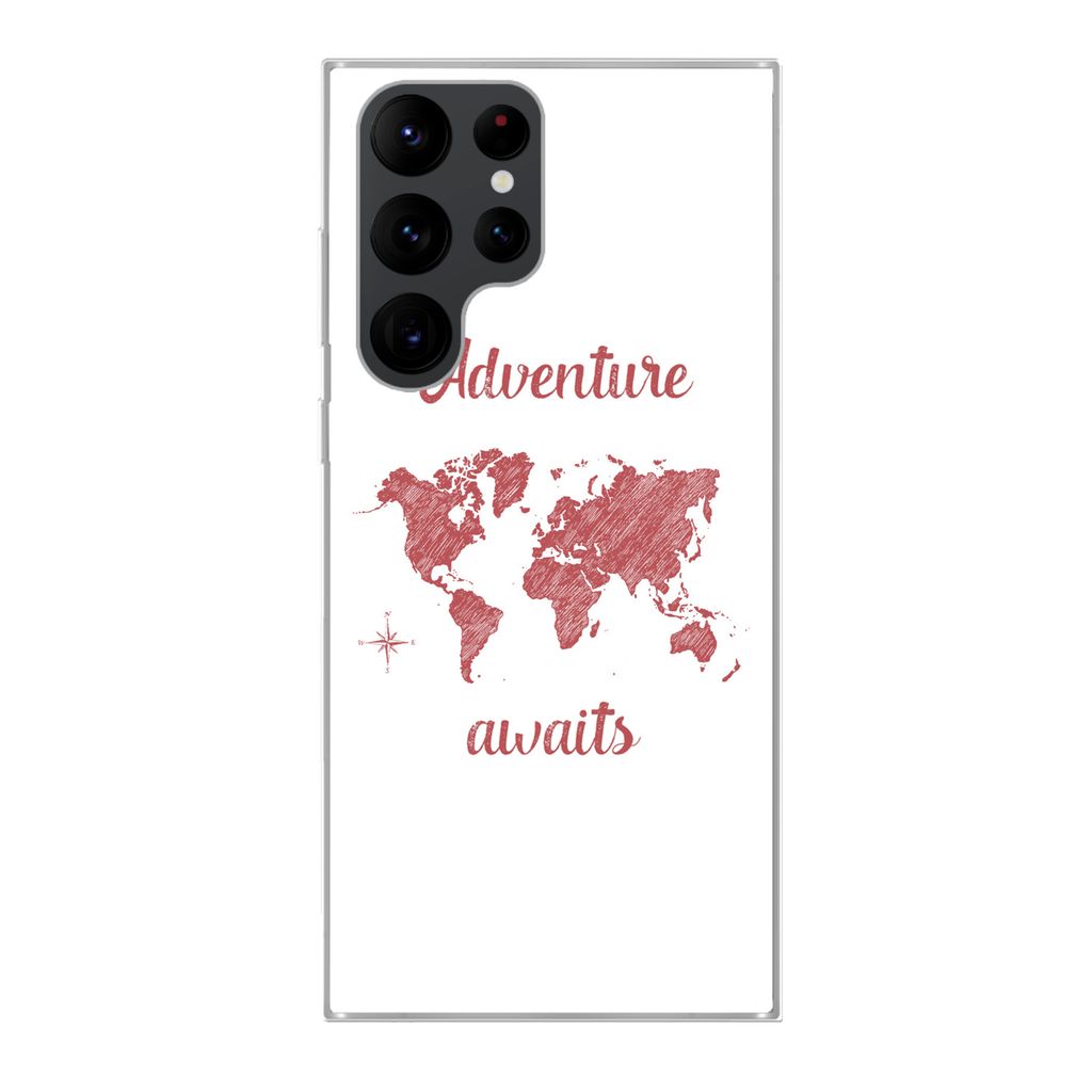 MuchoWow Handyhülle Schutzhülle Hülle für Samsung Galaxy S22 Ultra Karte - Sprichwörter - Rosa Silikon Softcase Handy Hülle - Abbildung