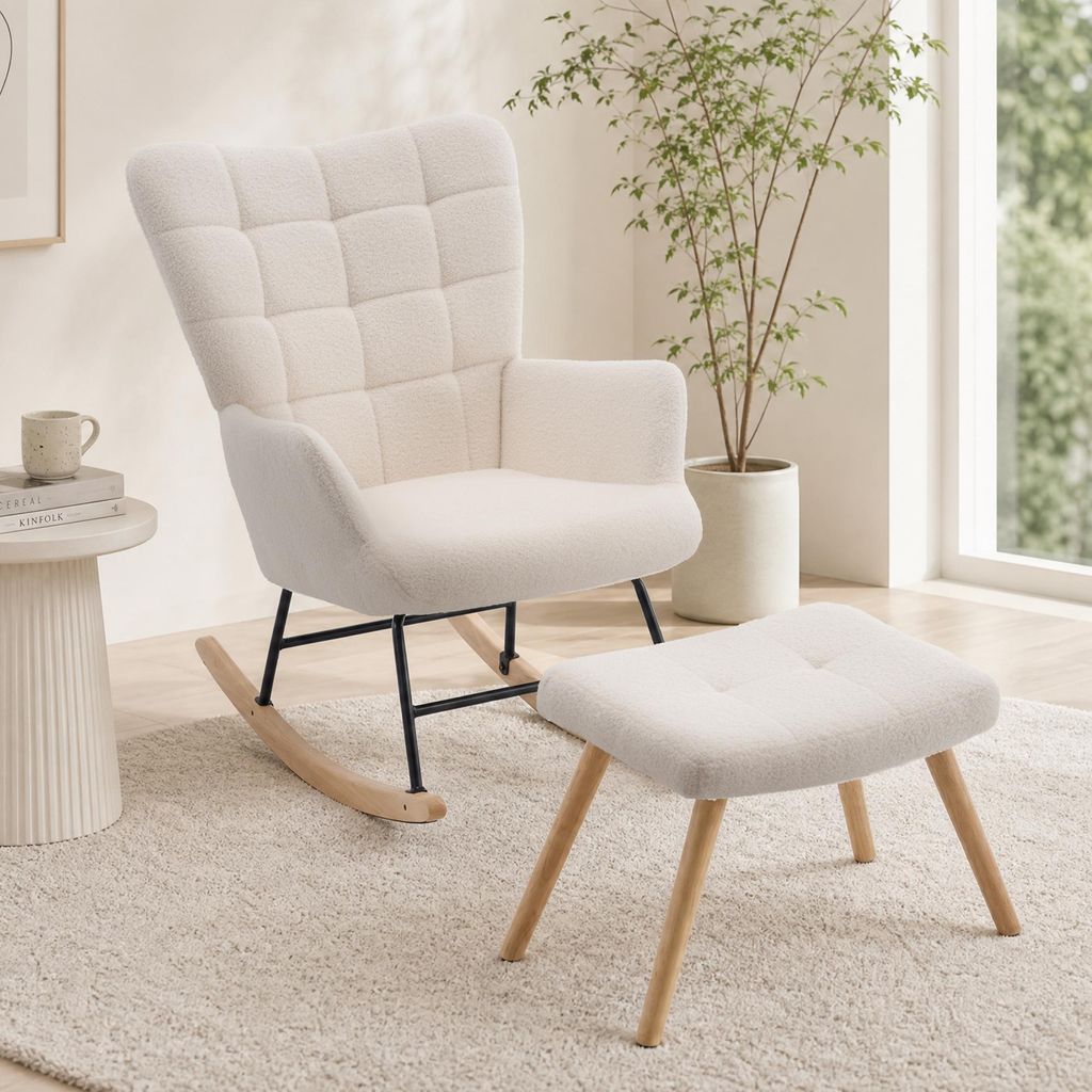 MODFU Relaxsessel Schaukelstuhl,Relaxstuhl mit Hocker und Produktbild 