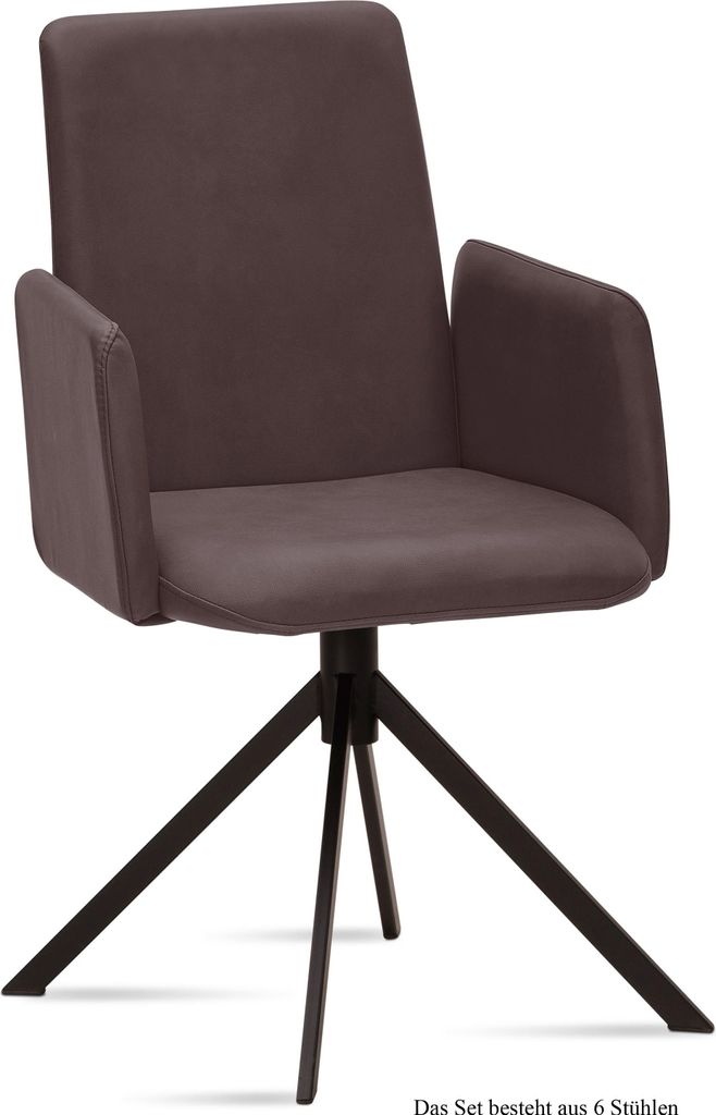 Armlehnstuhl (6er-Set) Drina 52x92x60 Schwarz/Braun