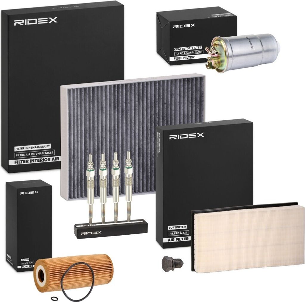 RIDEX Inspektionspaket Filterset für VW Golf IV Schrägheck (1J1) Golf IV Variant (1J5) Bora Limousine (1J2) Bora Variant (1J6) New Beetle Schräg...