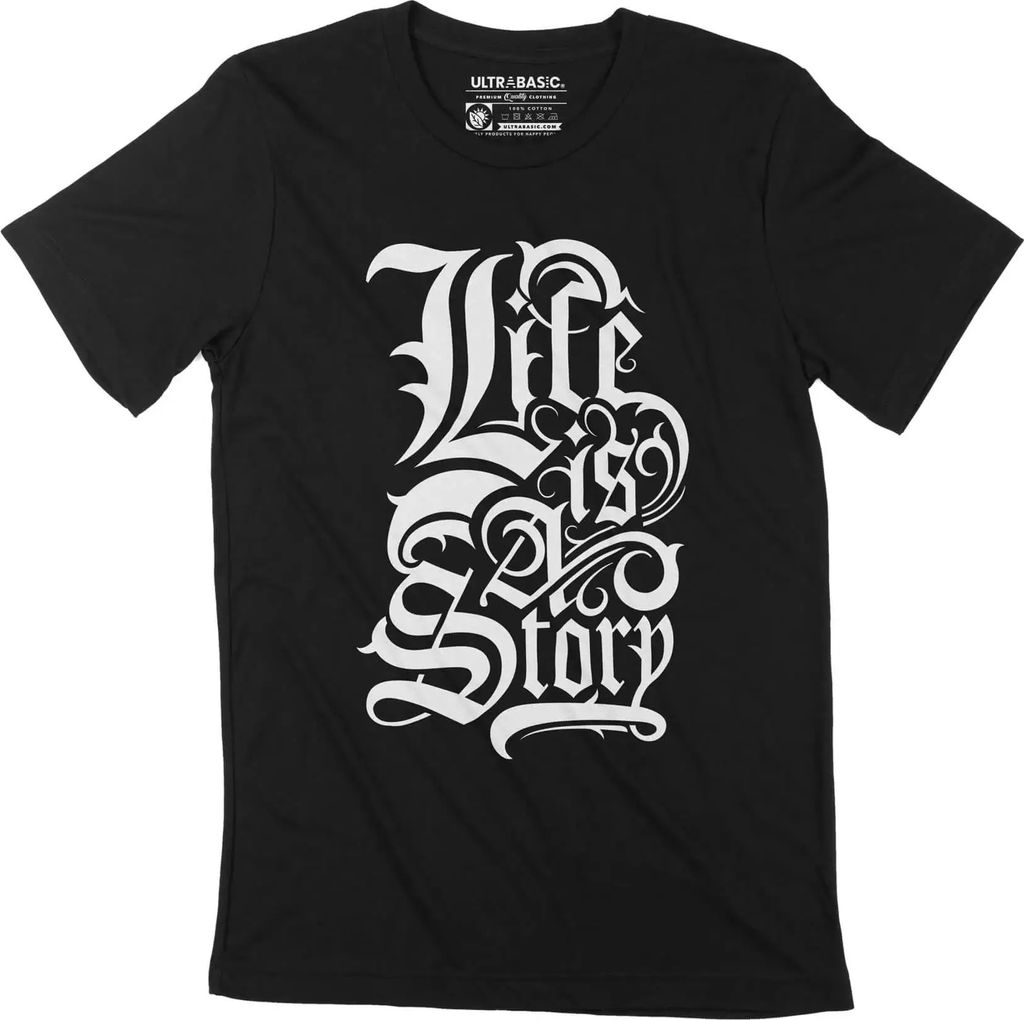 Herren Grafik T-Shirt Das Leben ist eine Geschichte – Life Is Story – Öko-Verantwortlich Vintage Jahrgang Kurzarm Lustige Druck Geburtstag Ges...