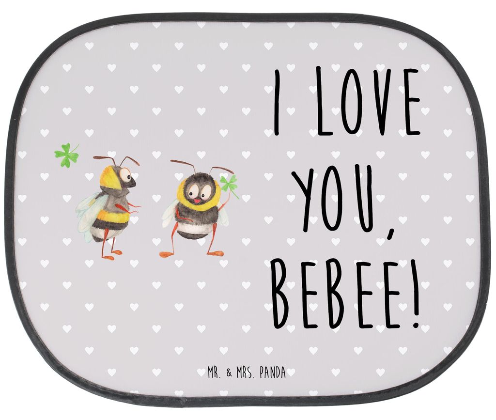 Mr. & Mrs. Panda Sonnenschutz Auto Bienen Paar - Grau Pastell - Geschenk, Hochzeitstag, für Partner, Jahrestag, Valentinstag, Frauen, Hitzeschutz,...