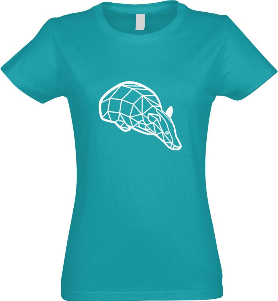 Kiwistar - T-Shirt tailliert - Damen - türkis - Dachs Grimbart Polygon - mit Motiv Bedruckt - Funshirt Design - Sport - Freizeit - Damen - L