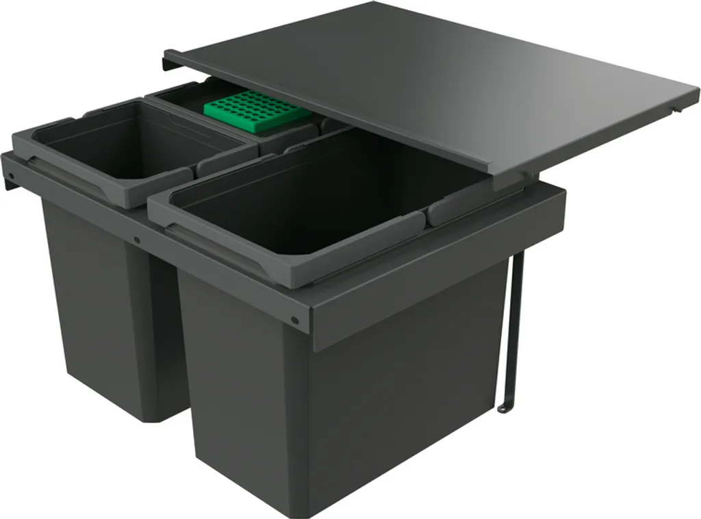 Poubelle de tri sélectif encastrable 42L pour meuble cuisine 60 cm