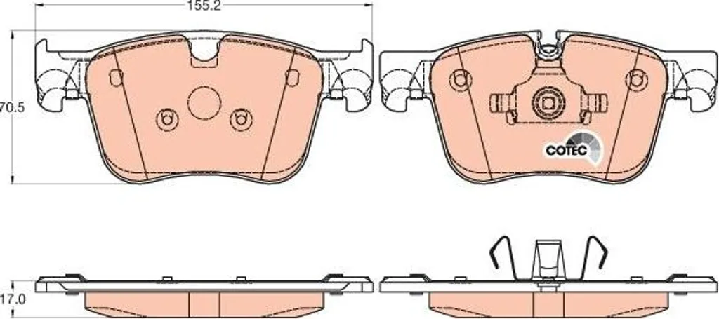 Plaquettes de frein TRW GDB2035 sans bruit pour Peugeot 308 OE 1612412380