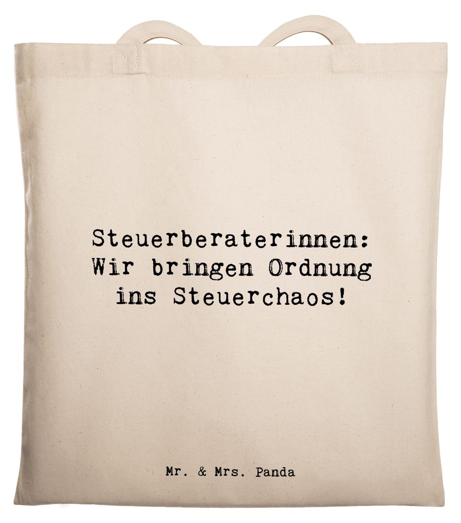 Mr. & Mrs. Panda Einkaufstasche Spruch Steuerberaterin Ordnung - Transparent - Geschenk, kreative Geschenke, Alltag, Beruf, Tasche, Laptoptasche, B...