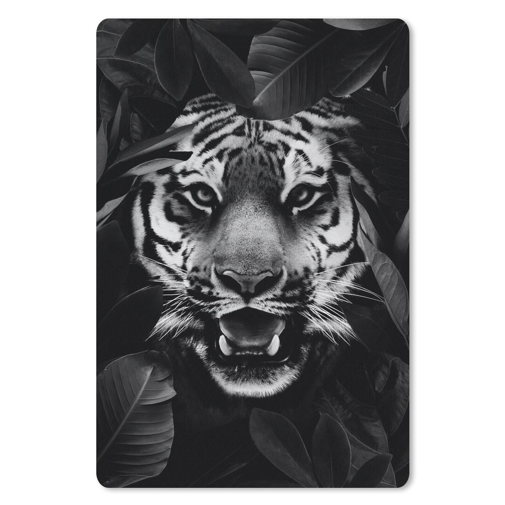 MuchoWow Mauspad Mousepad Tiger zwischen den Blättern - schwarz und weiß 40x60 cm - Mousepads - Maus Mat - Pad - Mausunterlage - Schreibtisch A...