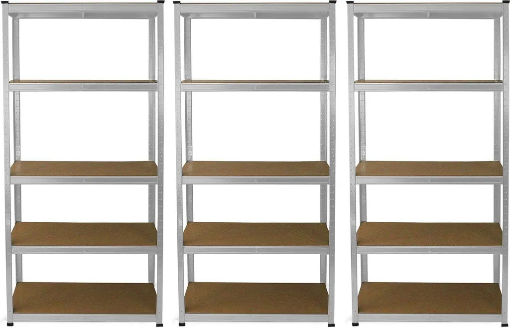 Rayonnage de Stockage pour Cave et Cellier - Lot de 3 Étagères Acier Argent