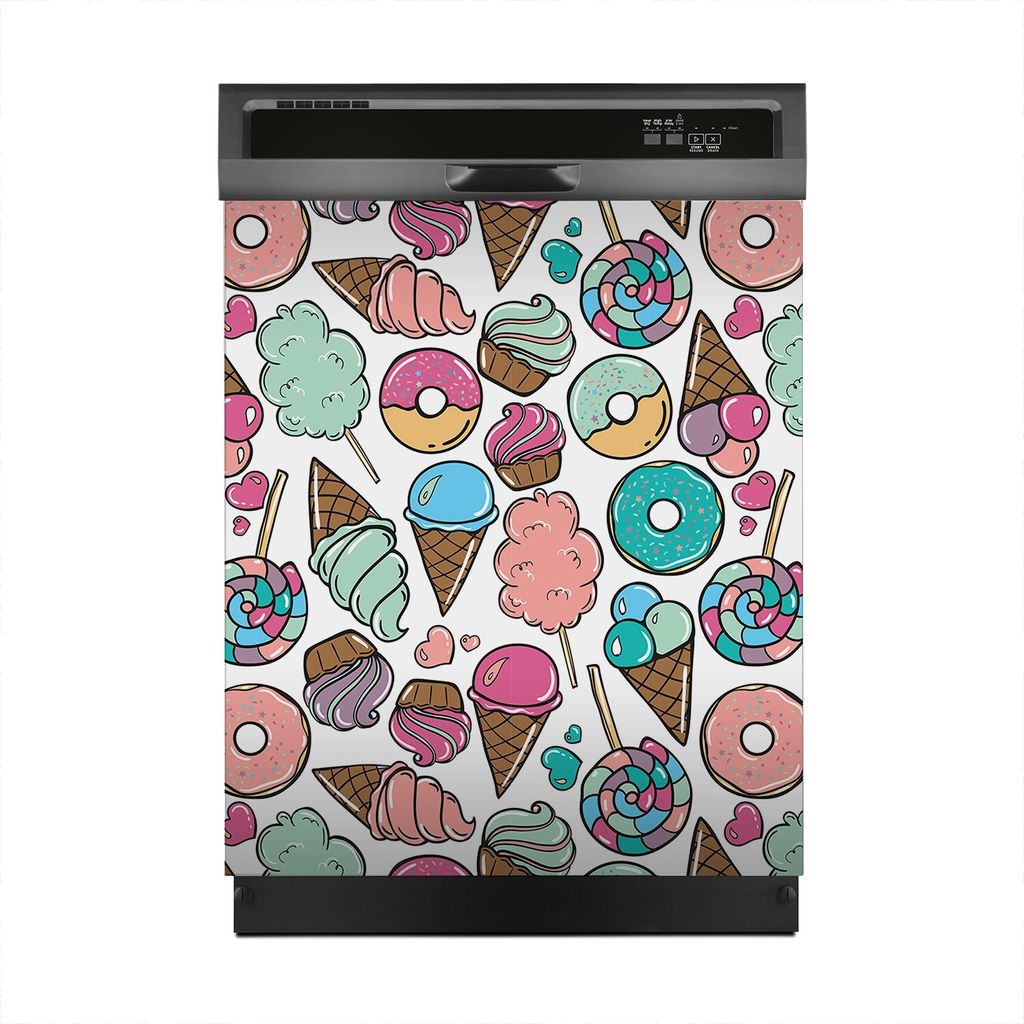Aufkleber sticker 60x70 cm Dekorative folie Spülmaschine - süße Eis und Krapfen