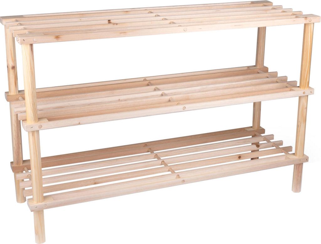 Schuhregal aus Holz Holzregal Regal Schuhe Standregal Schuhständer drei Ebenen