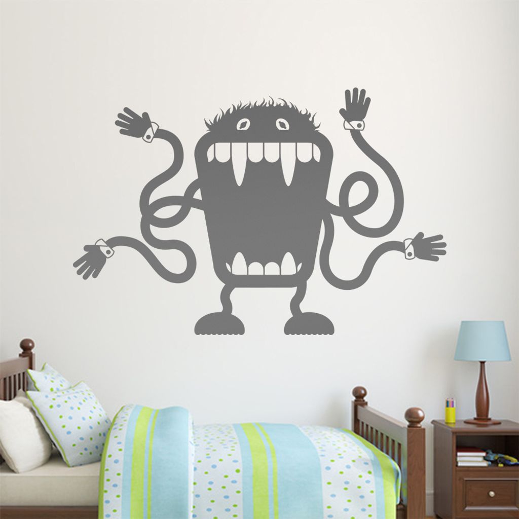 KIWISTAR Monster mit langen Armen Wandtattoo in 6 Größen - Wandaufkleber Wall Sticker - Dekoration, Küche, Wohnzimmer, Schlafzimmer, Badezimmer