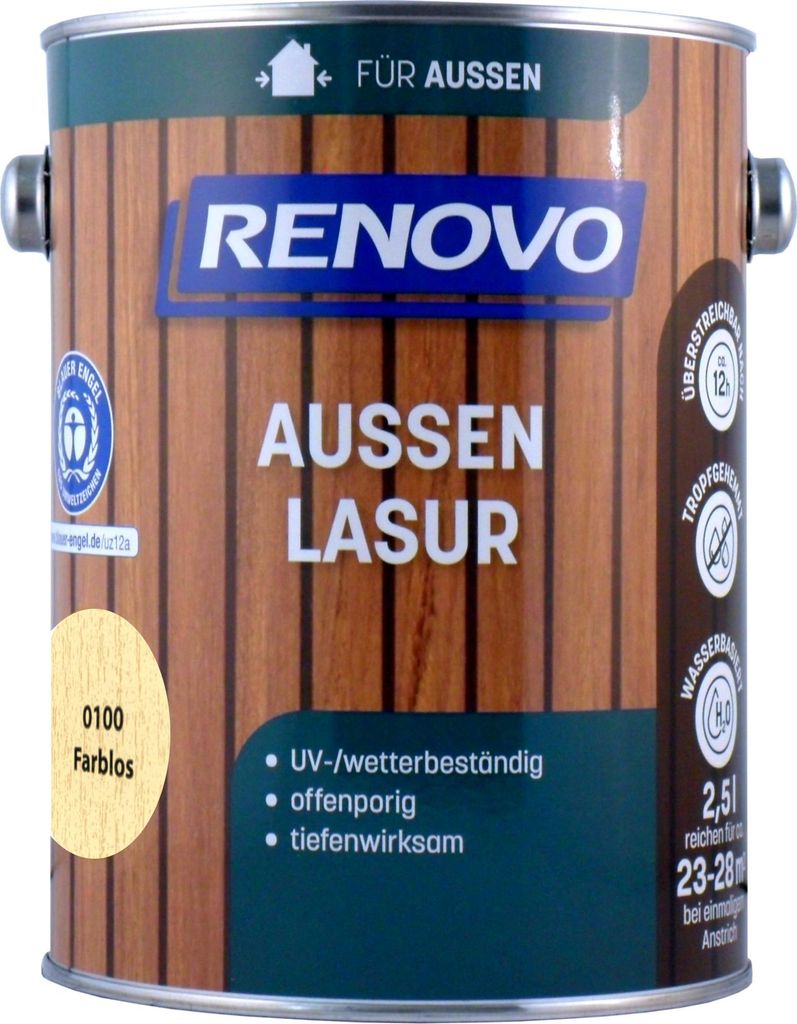 2,5L Renovo Wetterlasur/ Aussenlasur wb. Nr.0100 farblos Produktbild 