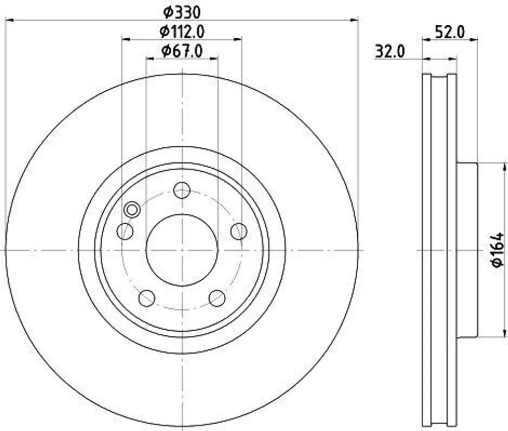 Disque de frein HELLA 8DD 355 134-621 pour Mercedes Classe V W447 OE