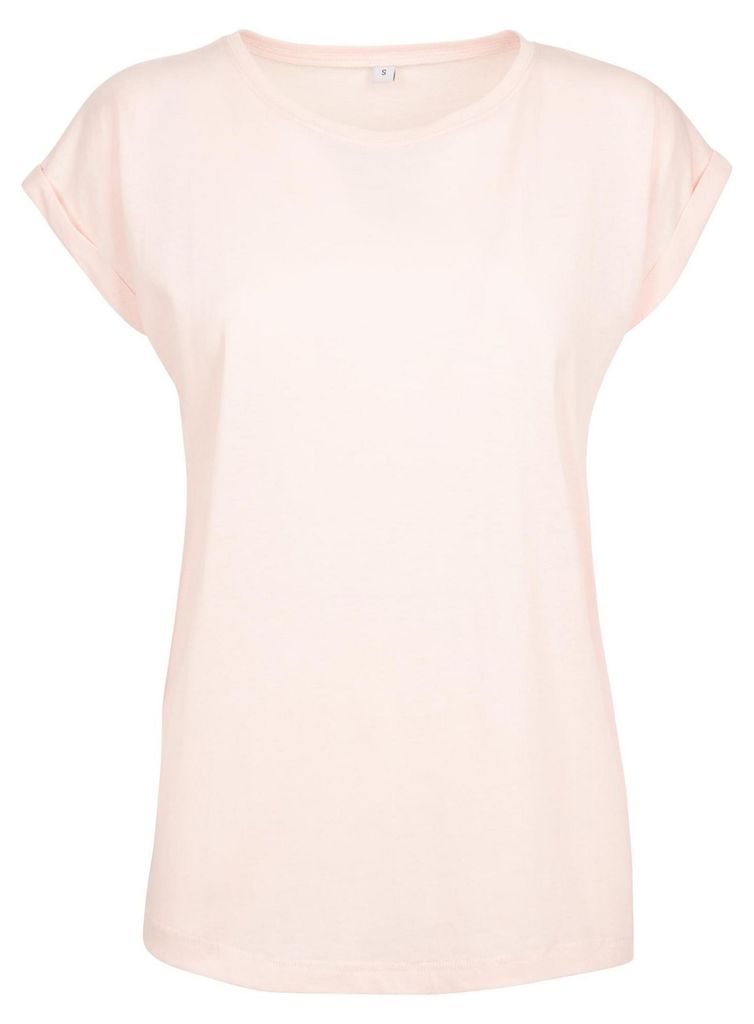 Build Your Brand - T-Shirt Überschnittene Schulter für Damen LT2558 (S) (Pink)