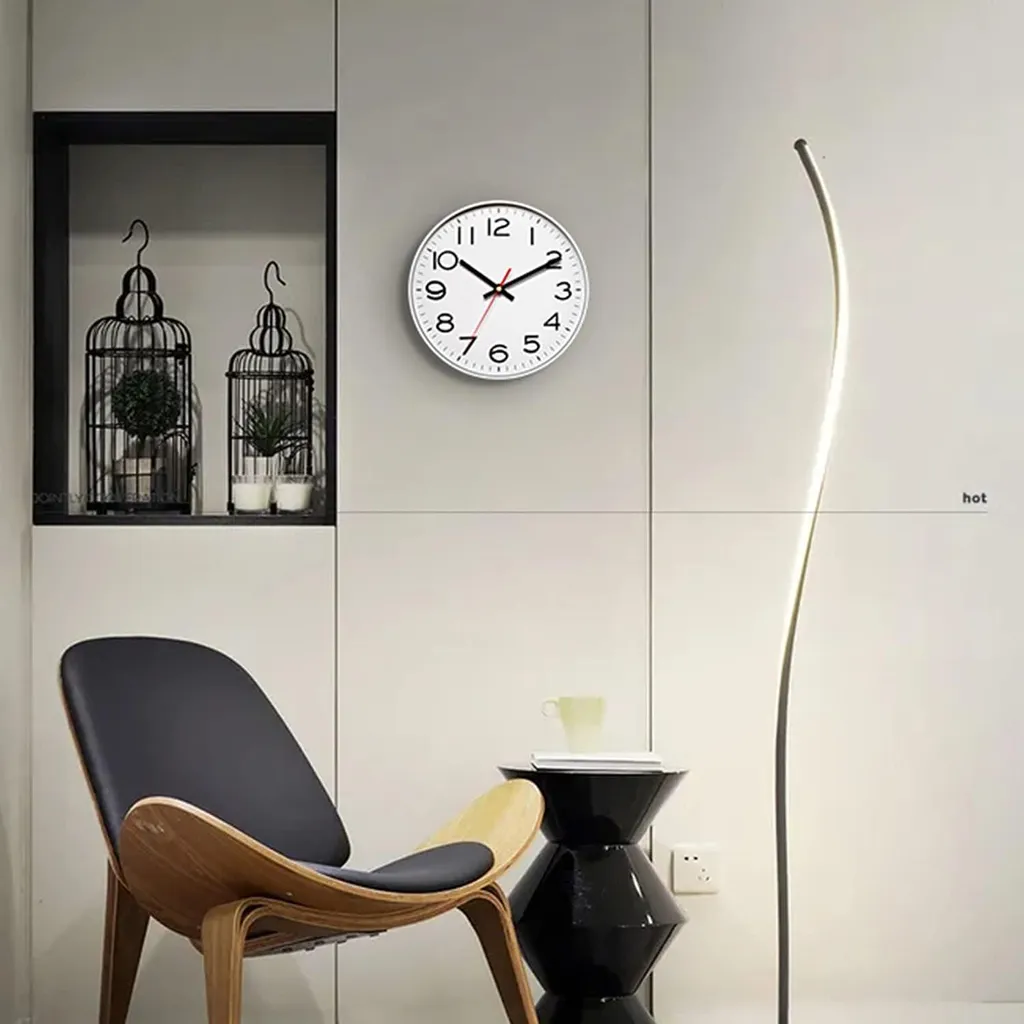 Horloge murale NUOVO Argent 35 cm avec mécanisme à quartz silencieux