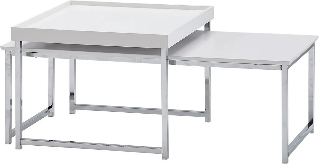 FineBuy Table basse gigogne lot de 2 en bois et metal de salon moderne