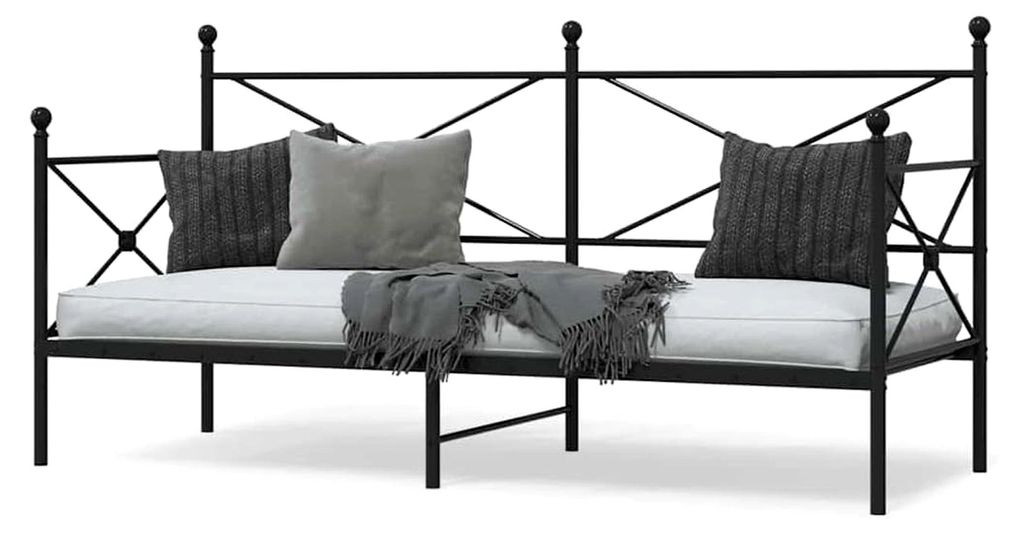 Tagesbett ohne Matratze Schwarz 90x200 cm Stahl