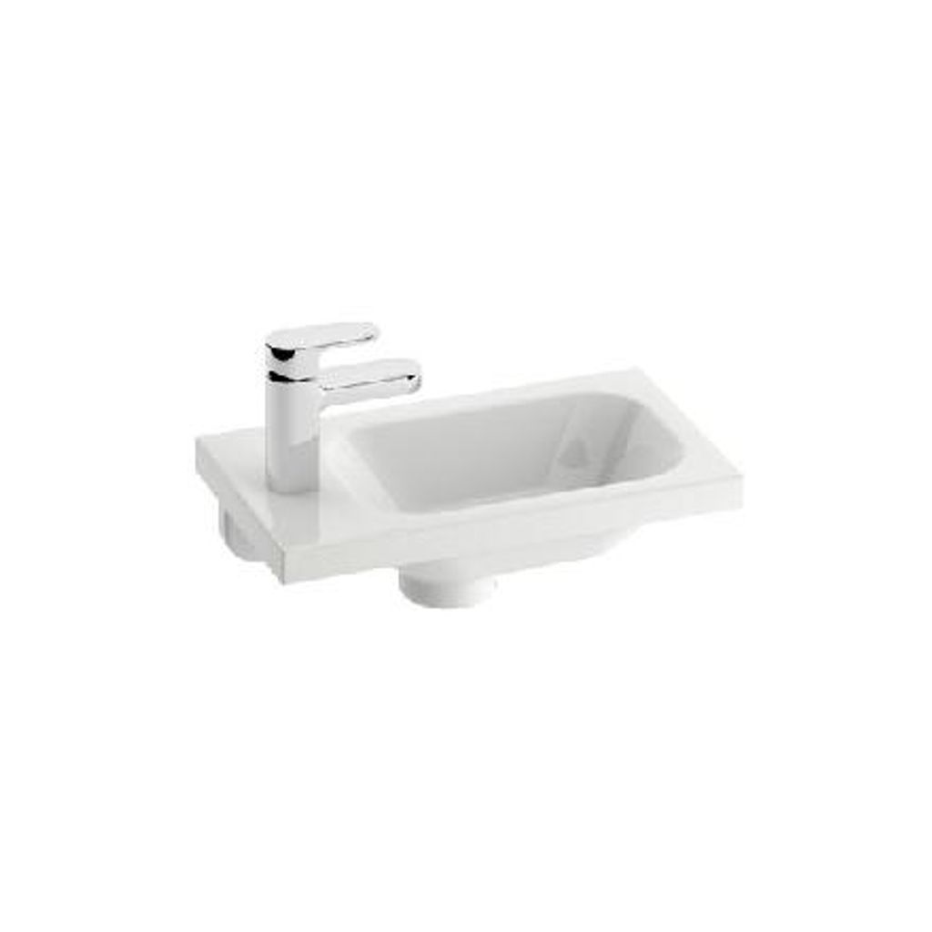 Ravak Chrome - Handwaschbecken 400x220 mm, mit 1 Hahnloch, links, weiß XJGL1100000