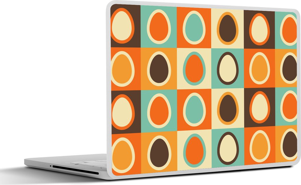 MuchoWow Laptop Aufkleber Sticker Cover Retro - Muster - Ei 32.5x23.5 cm - Sticker für Laptop - Selbstklebend