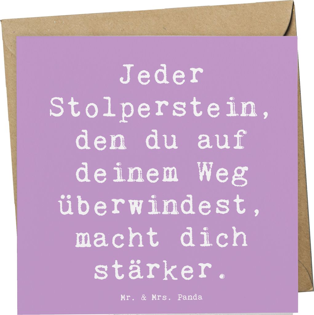 Mr. & Mrs. Panda Grußkarte Spruch Stolpersteine im Alltag meistern - Lavendeltraum - Geschenk, Glückwunschkarte, positive Gedanken, Selbstverbess...