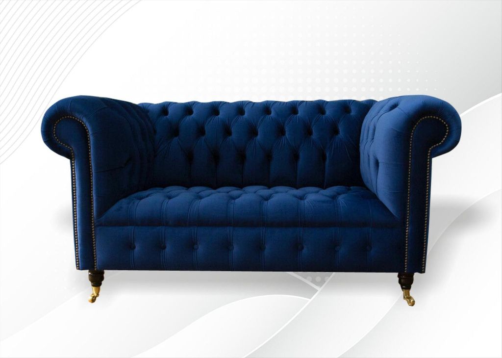 Klassische Textil Couch - Samt Chesterfield Stoff Sofa 2 Sitzer Neu jvmoebel