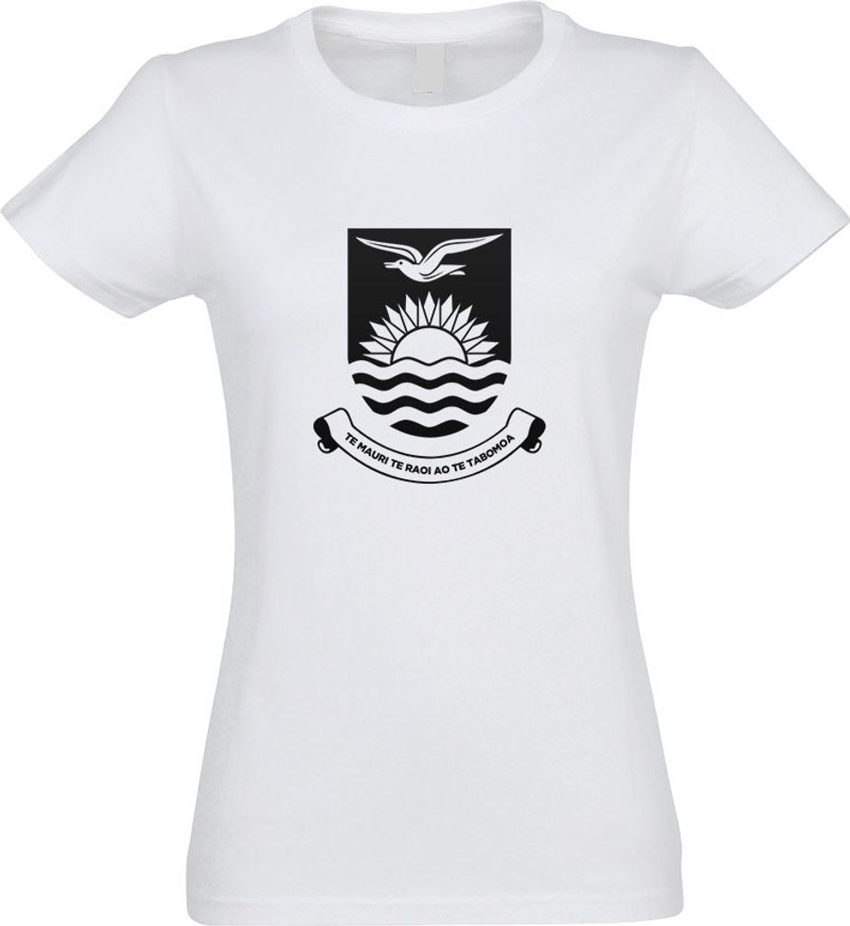 Kiwistar - T-Shirt tailliert - Damen - Weiss - Kiribati Wappen - mit Motiv Bedruckt - Funshirt Design - Sport - Freizeit - Damen - S
