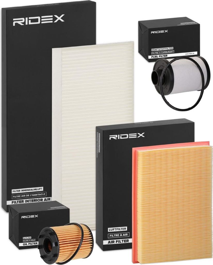 RIDEX Filterset Inspektionspaket Filtersatz passend für MERCEDES-BENZ GLC Coupe (C253) für OPEL Corsa C Schrägheck (X01) Tigra TwinTop (X04)