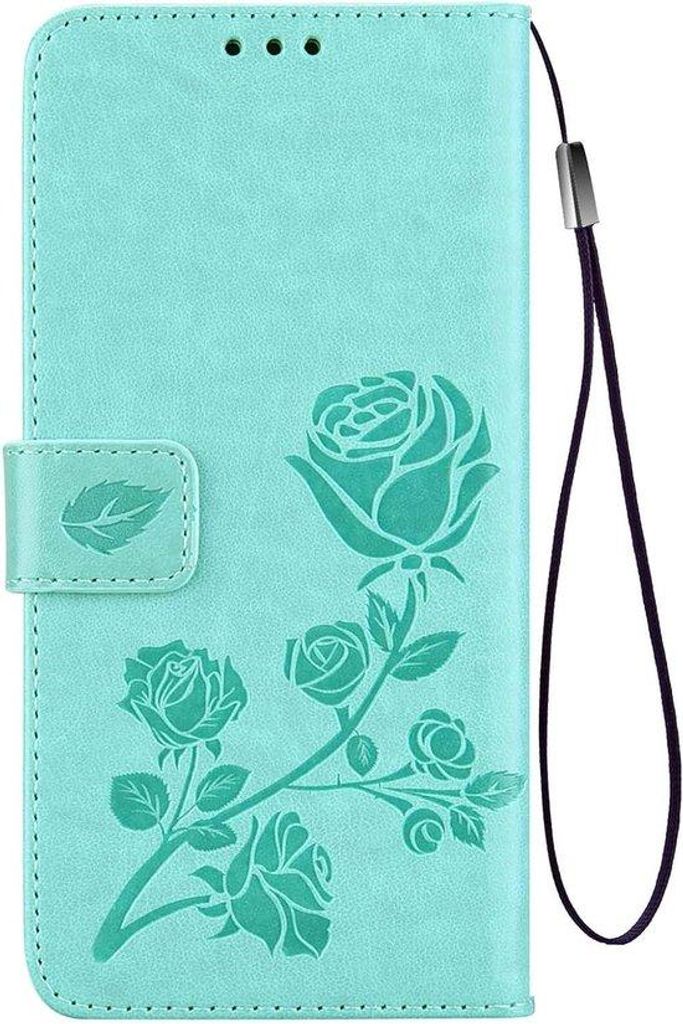 Smartphonehülle rote Relief PU/TKunstleder magnetische Flip-Case Antislip-Schutzhülle mit Kartenfächern/Standardeinrastung grün - Stilvolle Sch...