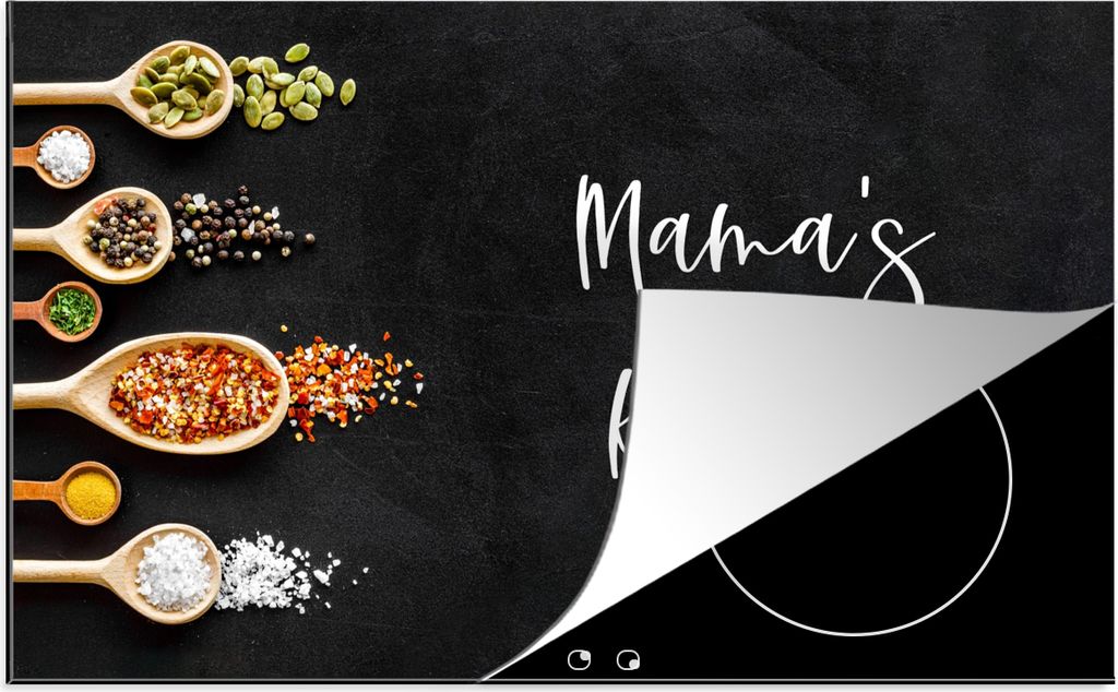 KitchenYeah Herdabdeckplatte Mutter - Küche - Sprichwörter - Mamas Küche - Zitate , 85x52cm, Küche Deko, Glaskeramikfeld Herdabdeckung, Abdec...
