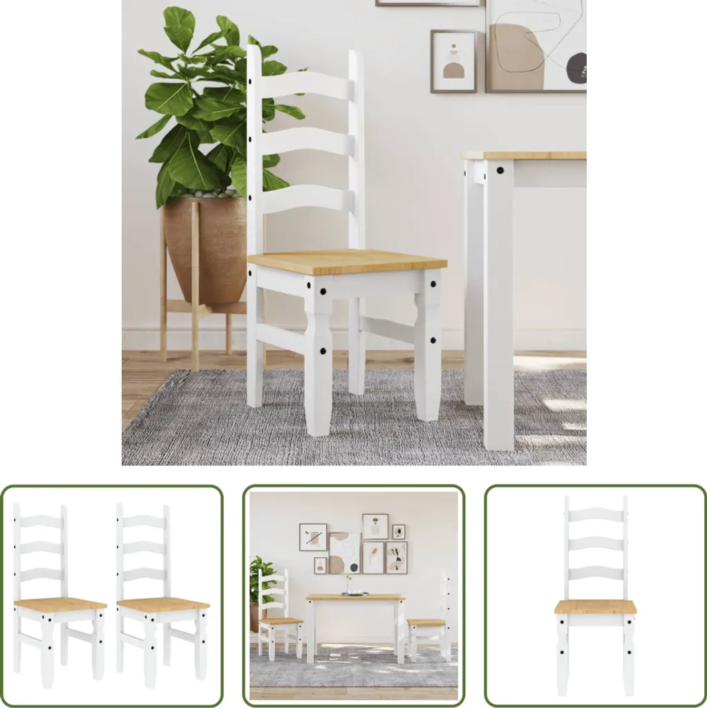 The Living Store Sedie da pranzo 2 pz. White 42x47x107 cm in legno di pino massiccio