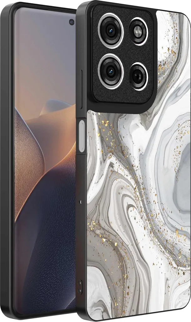 Cover Motorola Edge 60 Pro Marmo Argento | La Miglior Protezione TPU