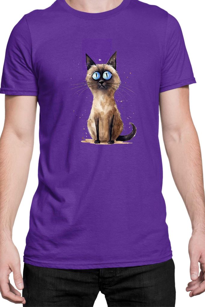 Herren T-Shirt Funny Cats Breeds Thai Cat, Man L / Lila