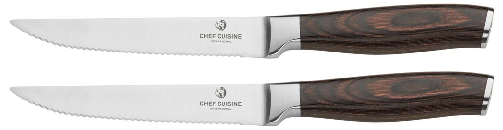 Chef Cuisine Steakmesser mit Griff aus Pakkaholz, 2er Set
