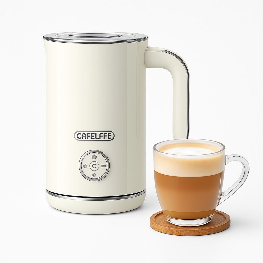 FORSMANO 4in1 Elektrischer Milchaufschäumer, Heiß und Kalt, Automatischer Milchschäumer, 500W, 4 Modi, 240ml, Milchwärmer, Antihaftbeschichtung