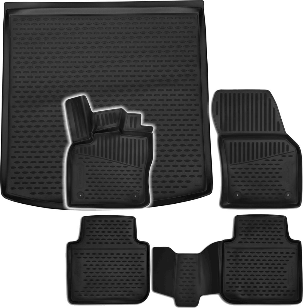 Gummi Kofferraumwanne + Fußmatten Set für Skoda Kodiaq VW Tiguan Seat Tarraco