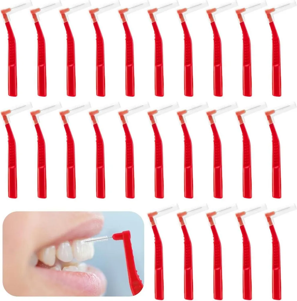 Brosses interdentaires rouges 1,2mm pack de 25 pour hygiène orthodontique