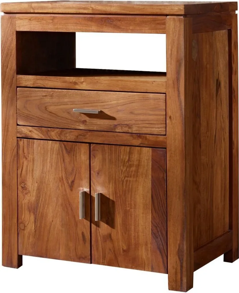 Fini le désordre avec cette petite commode en acacia massif robuste #57