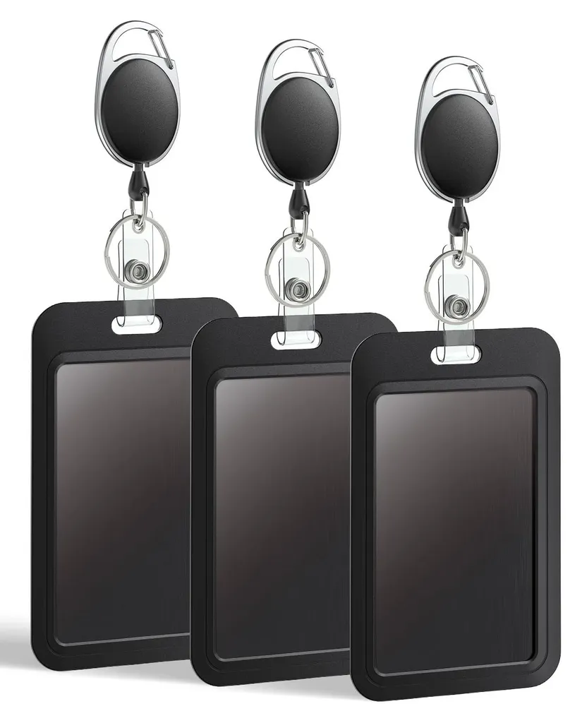 Porte-carte d'accès vertical avec enrouleur pour badge pro et scolaire