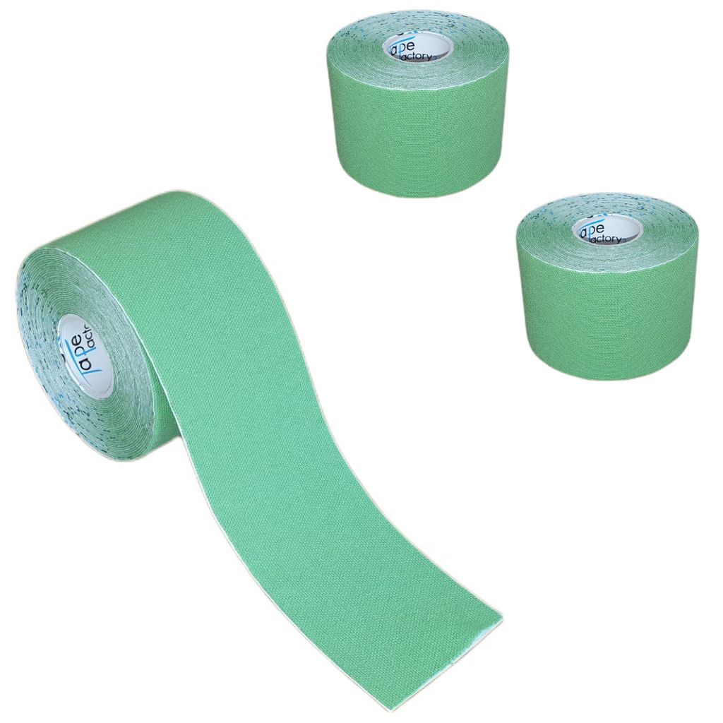 3 Rollen - Tapefactory24 Getting Started Kinesiologie Tape 2,5cm x 5m - grün, Tapes Taping Klebeband Tapeverband Bandage wasserfest