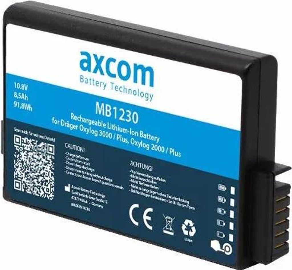 Li-Ion Akku für Dräger Oxylog 3000, 3000 Plus, Oxylog 2000, 2000 Plus - 10,8V 8,5Ah