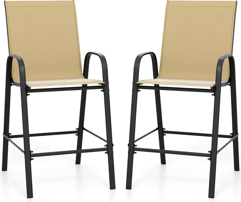 Tabourets de bar extérieurs 150kg robustes avec accoudoirs et dossier