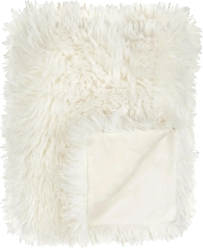 Jete de canapé Rowan Furn écru en fourrure synthétique cosy 130x175