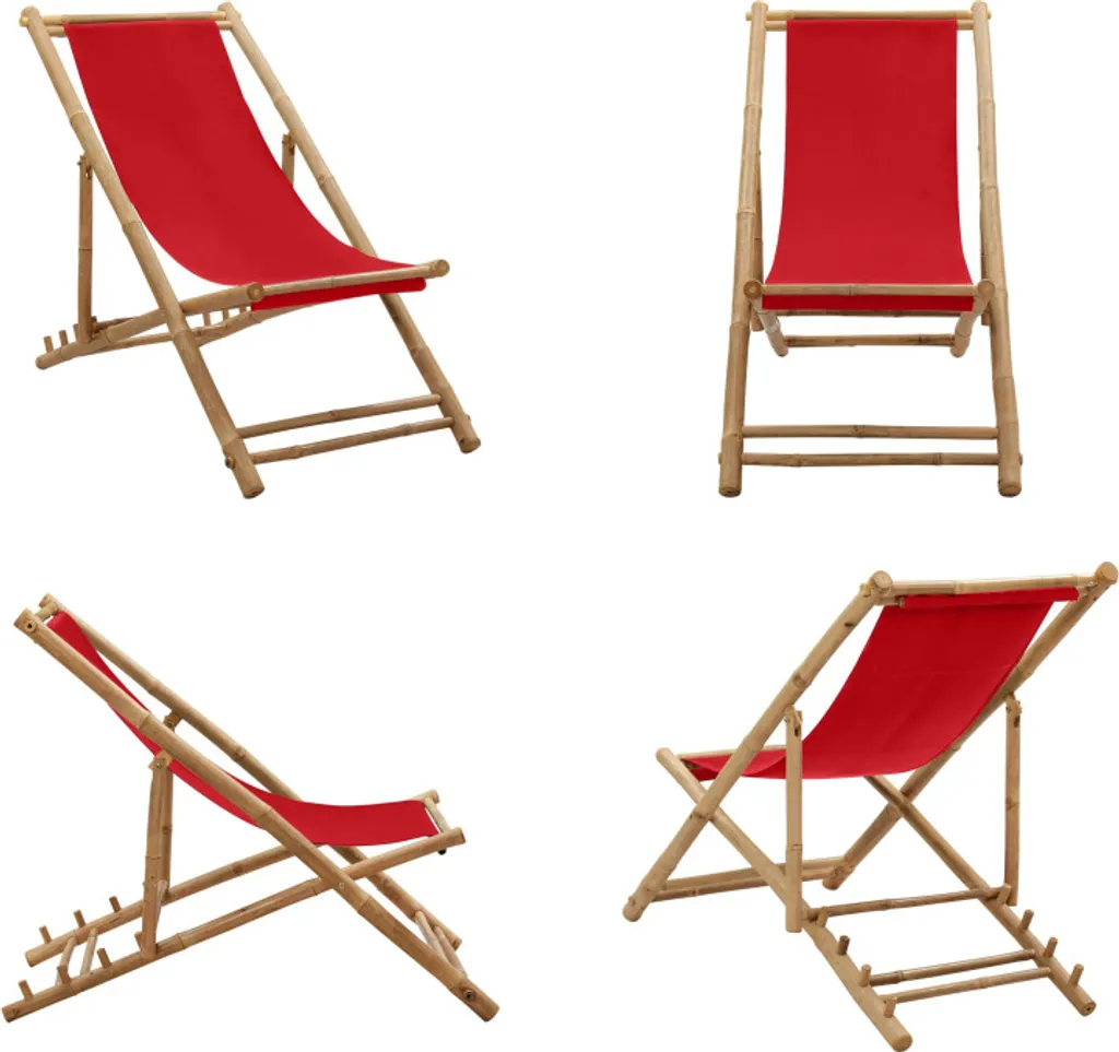 Sdraio da Giardino Pieghevole vidaXL Bambù e Tela Rossa | Shop Online