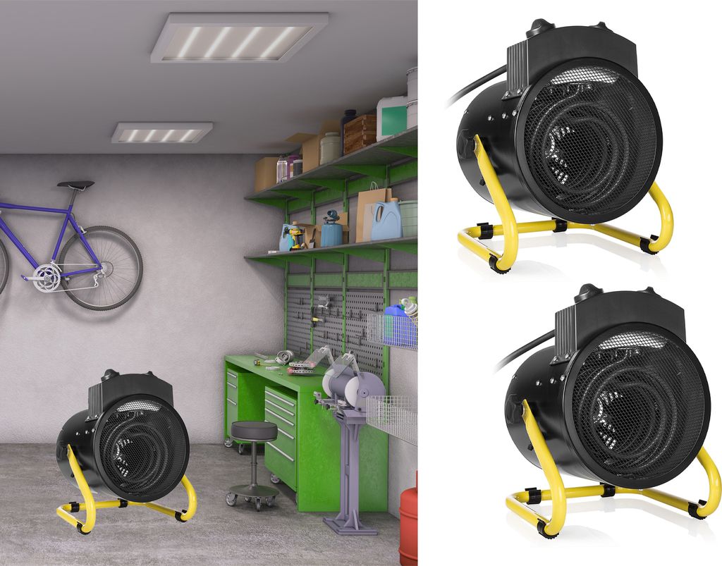 2er SET Elektrische Hallenheizung 3000W Baustellenheizer Produktbild 