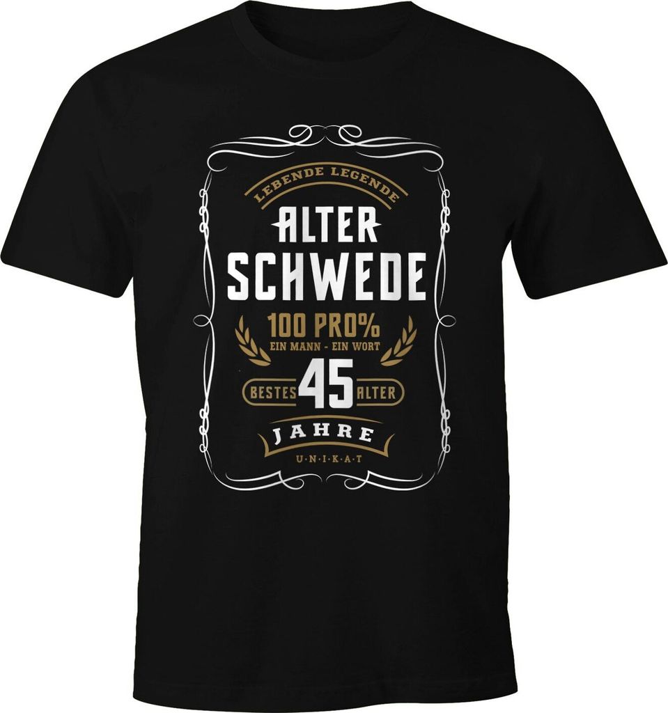 Herren Geschenk T-Shirt Geburtstag Lebende Legende Alter Schwede 30-80 Jahre Moonworks 45 schwarz XS