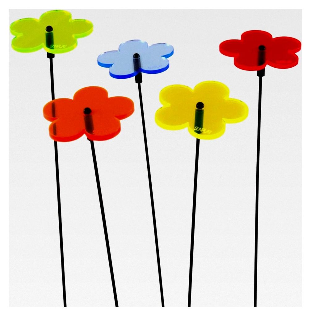 Sonnenfänger-Blumen im FARBMIX, 5 Stück mit 5 cm Durchmesser und 35 cm Schwingstäben