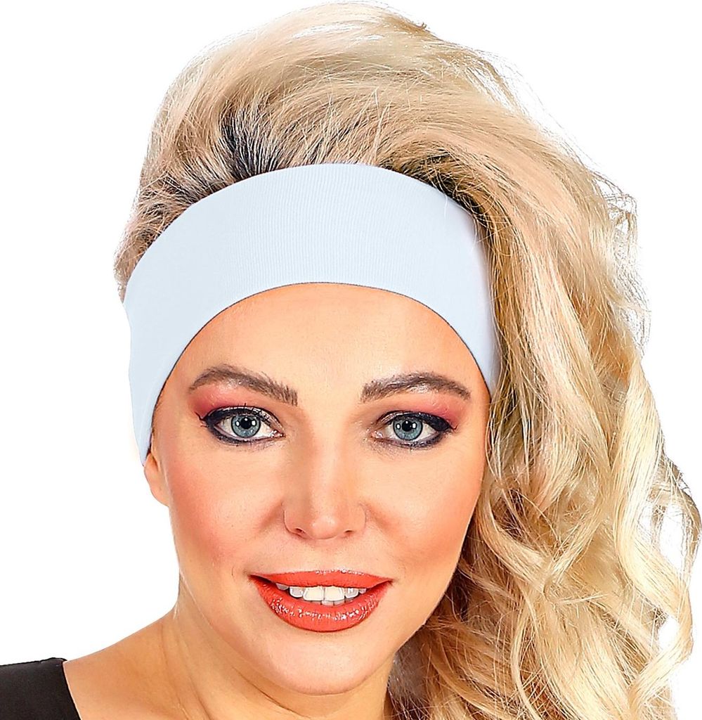 Weißes Stirnband Neon-Disko-Stil UV-leuchtend Universal für Produktbild 